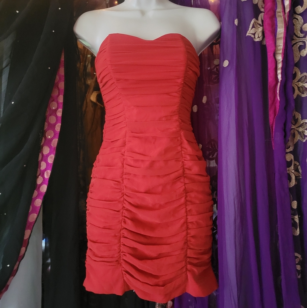 H&M Red Strapless Bodycon Dress Cocktail